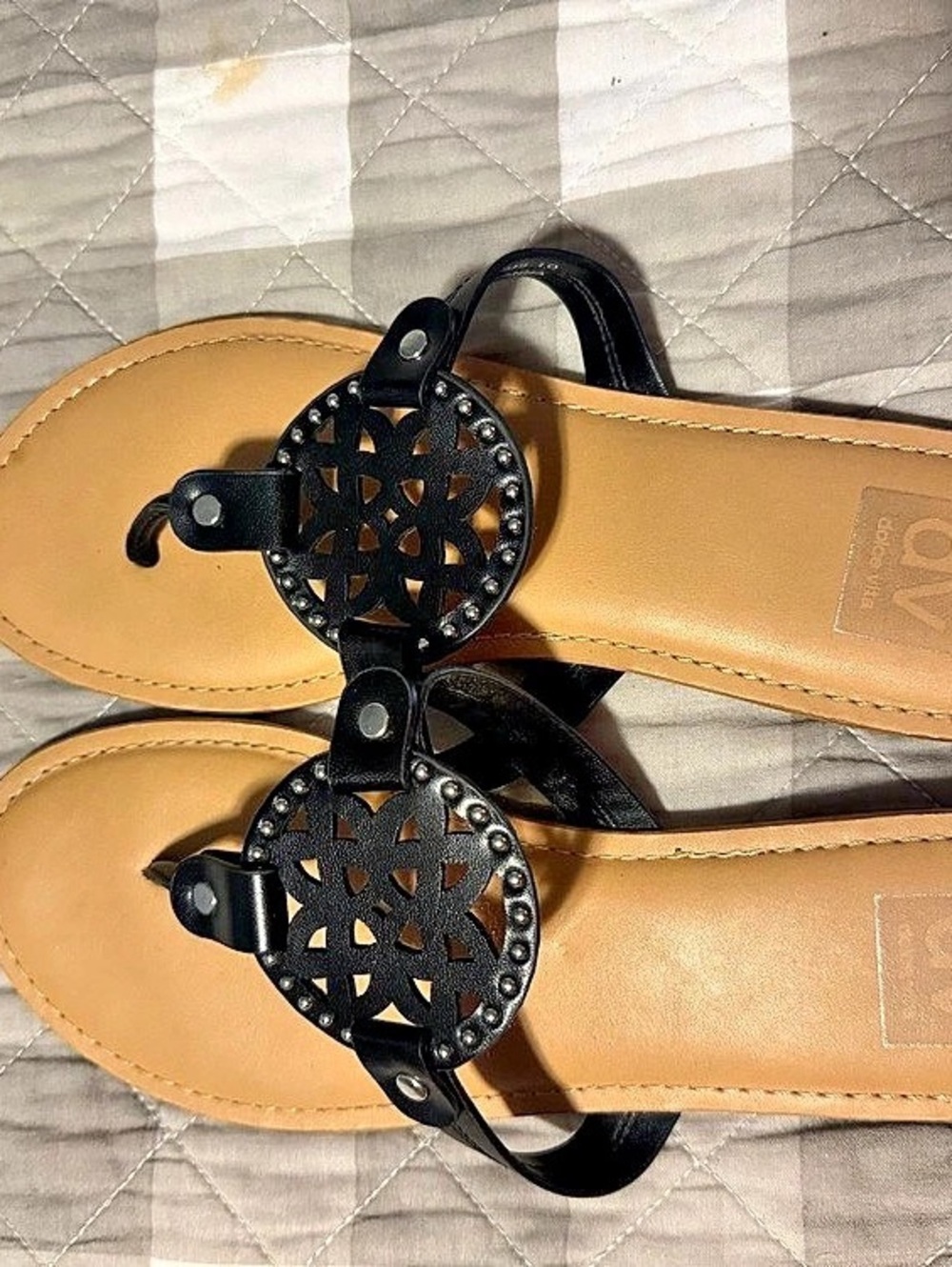 DV Dolce Vita Studded Sandals in Black & Brown